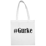 Tasche #Gurke Größe 38x42 Farbe Weiss Druck Schw