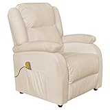 vidaXL Massagesessel Sessel Fernsehsessel Massagestuhl Relaxsessel 8 Massagepunkte Heizfunktion Verstellbar Cremeweiß