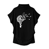 Zhiyao Oberteile Damen Baumwoll-Shirt mit Stehkragen Kurzarm T-Shirt Casual Shirts Damenbluse Top