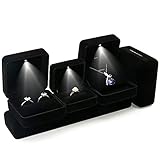 COSYOO Ringkasten Led Beleuchtet: Tragbare Klassische Mode Dekorative Engagement Ehering Ring Fall Schmuck Aufbewahrungsbox Rustikale Dekorative Tragb