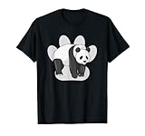 Niedlicher Pandabär, Zeichnung auf Pfotenabdruck-Silhouette T-S