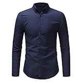 Buby Herren Formal Business Langarm Reversknöpfe Businesshemd Slim Fit Comfort Sweatshirt Jacke Männer Casual Klassisch Einfach Einfarbig Büro T-Shirt Leicht Übergröße Pullover Poloshirts Top