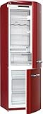 Gorenje ONRK 193 R Kühl-Gefrier-Kombination / A+++ / Höhe 194 cm / Kühlen: 222 L / Gefrieren: 80 L / Burgundy / NoFrost / ZeroZone-Schubfach (0 Grad) / Oldtimer / Retro C