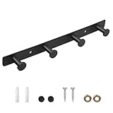 SWAWIS Hakenleiste Kleiderhaken Garderobenleiste 29x2,5x3,5cm Wandgarderobe Edelstahl Garderobenhaken Wandhaken Rostfrei Handtuchhaken Bademantelhaken Mehrzweckhaken mit 4 Haken, Matt Schw