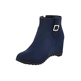 YunYoud Damen Stiefeletten für den Winter Kurze Stiefel mit Reißverschluss Flache Vintage Stiefel Schuhe Damenstiefel Bequeme atmungsaktive S