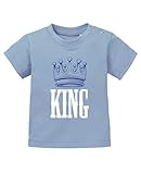 Comedy Shirts - King Krone - Baby T-Shirt - Hellblau/Weiss-Royalblau Gr. 56/62