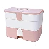 Erste hilfe set Erste-Hilfe-Aufbewahrungsbox, Behälter mit Griff und abnehmbarem Fach, familiärer Notfallmediziner Organizer (Color : Pink)