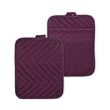 2er Topflappen Baumwolle Aufhängbar rutschfest Schutzlappen zum Kochen Backen, Topflappen Waschbar Küchenzubehör, 23 x 18 cm (Lila)