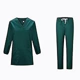 KKXY pflegebekleidung kittel uniformen Unisex-Peeling-Set, Sportliches Top Mit V-Ausschnitt Und 3 Taschen, Für Medizinische Strickplattenuniform, Hose Mit Kordelzug, Anti-Fa(Size:XX-Large,Color:lila)
