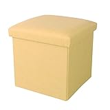 WERTYU Faltbar Fußbank Sitztruhen Footstool Aufbewahrungshocker Hocker Mit Stauraum Polsterhocker Sitztruhe Aufbewahrungsbox Sitzwürfel Mit Deckel (Color : Yellow, Size : 40x25x25cm)