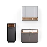 Vicco Badmöbel Set Beatrice Spiegelschrank Waschtischunterschrank Badschrank (3er-Set klein, Anthrazit-Sonoma)