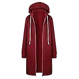 UYUH Regenjacke Winterparka Damen Kunstpelz Parka Jacke Mäntel Mit Kapuze Winter Warmer Mantel Reißverschluss Vorne Offen Lange Verdicken Sweatshirt Oberbekleidung