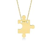 GELIN Damen Halskette aus 14 Karat - 585 Echt Gelbgold Kette mit Puzzle -Anhänger - Kettegröße 45