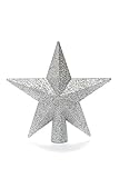 HEITMANN DECO Weihnachtsbaum-Spitze aus Kunststoff - moderner Christbaumstern für Baumspitze - Silber mit G