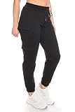 Damen Jogging Hose Jogginghose High Waist Baumwolle lang freizeithose Trainingshose Joggpants fitnesshose Jogpant stretch Sporthose Yogahose Jogger Yoga sport sexy Cargohose cargo-joggers Schwarz L