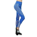 XUNHOU Trainings Hosen Laufen Yogapants,Laserbedruckte Yogahose,schmale Sportleggings-blau_M,Hohe Taille Sporthosen Sup