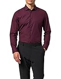 Seidensticker Herren Slim Fit Langarm Popeline Hemd, weinrot, 38