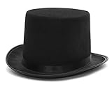 EOZY Zylinder Hut Herren Damen Hoher Hut Erwachsenenhut mit Satinband Top Hat Partyhut für Zauberer Karneval Fasching Kappenhöhe 12cm (Kappenhöhe 12cm, Schwarz)