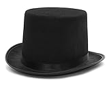 EOZY Zylinder Hut Herren Damen Hoher Hut Erwachsenenhut mit Satinband Top Hat Partyhut für Zauberer Karneval Fasching Kappenhöhe 12cm (Kappenhöhe 12cm, Schwarz)