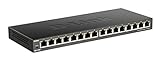 D-Link DGS-1016S 16-Port Unmanaged Gigabit Switch (ohne Lüfter, Low Profile Metallgehäuse, Desktop/Wandmontage, Plug-and-Play, 802.1p QoS, 802.3az EEE)