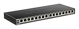 D-Link DGS-1016S 16-Port Unmanaged Gigabit Switch (ohne Lüfter, Low Profile Metallgehäuse, Desktop/Wandmontage, Plug-and-Play, 802.1p QoS, 802.3az EEE)