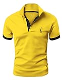 GLESTORE Poloshirt Herren, T Shirts Männer, Hemd Herren Kurzarm Giraffe Stickerei T-Shirt Sommer Slim Fit Golf Sports Gelb XL