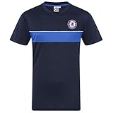 Chelsea FC offizielles Herren-Fußball-T-Shirt, Polyester, Marineblau/Royal Stripe, M