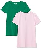 Amazon Essentials 2-Pack Classic-fit Short-Sleeve V-Neck T-Shirt, 2er-Pack Grün/Hellrosa, XL