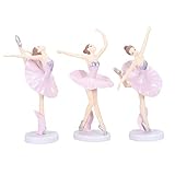 Garneck 3 stücke Ballerina mädchen balletttänzer Statue Figuren Ornamente kuchendeckel Weihnachten Geburtstagsparty begünstigt Geschenke für tänzerin (rosa)