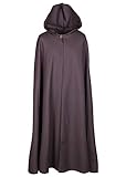 Mittelalter Umhang Burkhard mit Kapuze Damen Herren Kostüm Kleidung LARP Wikinger (Braun)