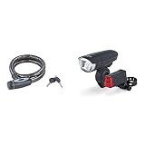 Dansi Panzergliederschloss, 2 Schlüssel, rauch-schwarz matt, verschiedene Größen & LED Fahrrad-Batterieleuchtenset, StVZO, schwarz, 44001
