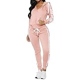 WENZHOU Traingsanzug Sets Damen Casual Sportanzüge Jogginganzug Kapuzenpullover Kapuzenjacke Hoodie Sweatshirt + Hose Trainingsanzug Kapuzenjacke Freizeitanzug Tracksuit Sportanzug