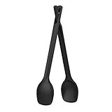 Fiskars praktisches Salatbesteck, als Löffel oder zusammengesteckt als Zange verwendbar, Länge: 29 cm, Kunststoff, Functional Form, Schwarz, 1014434