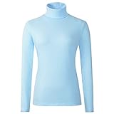 HieasyFit Damen Weiche Baumwolle Rollkragen Top Basic Pullover Sweater - B