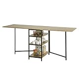 SoBuy FWT62-N klappbarer Esszimmertisch mit 3 Ablagen Klapptisch Küchentisch Holztisch Tisch Industrie-Design BHT ca.: 180x77x60