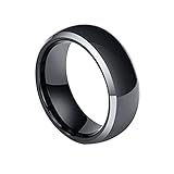 Stfery Wolfram Ringe Einfach Edelstahl Ring Namen Schwarz Verlobungsring Paar zum Valentinstag, Größe 67 (21.3)