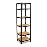 shelfplaza® Black Schwerlastregal schwarz 200x40x40cm / Metallregal schwarz 6 Böden mit je 145kg Tragkraft / Steckregal als Lagerregal, Büroregal & Lastenregal / Regal Metall schw