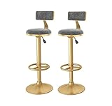 ZDXY Barhocker Set von 2 Zählerhöhe Verstellbarer Schwenkbarstuhl Moderne Samtküchenzählerhocker Esszimmerstühle Cafés, Küchen, Bars, Wohnzimmer und Essbereiche (Grau)