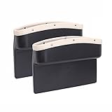 Aiky Autositz-Organizer, 2 Stück, Autositz-Lücken-Organizer, Taschen aus PU-Leder + ABS, Auto-Konsole, seitliche Aufbewahrungsbox, Sitzspaltfüller für Handy, Schlüssel, Auto-Innenzubehör (beige)