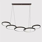 63W Modern 5 Ring Pendelleuchte LED Pendelleuchte Kronleuchter Beleuchtung Stufenloses Dimmen mit Fernbedienung für Wohnzimmer E