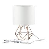 FRIDEKO HOME Vintage Tischlampe - 25cm DIY Tischleuchte Modern Körbchenstil Stil Kreativer für Schlafzimmer Nachttischlampe Arbeitszimmer Office [Verbesserte Version] Weiß & Rose G