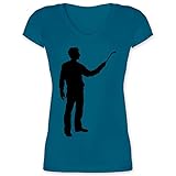 Handwerker Geschenke - Maler Silhouette - 3XL - Türkis - Mann - XO1525 - Damen T-Shirt mit V