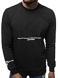 OZONEE Herren Sweatshirt Pullover Langarm Farbvarianten Langarmshirt Pulli ohne Kapuze Baumwolle Baumwollmischung Classic Motiv Rundhals-Ausschnitt Sport B/21402018Z SCHWARZ L