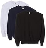 Fruit of the Loom Herren Classic Set In Sweat, 3 Pack Sweatshirt, Mehrfarbig (Black/Heather Grey/Deep Navy 26), Large (3er Pack)