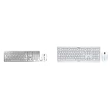 CHERRY TAS DW 9000 Slim deutsches Layout Silver White & DW 3000 – Wireless Tastatur+Maus – 4 Zusatztasten – deutsches Layout – QWERTZ Tastatur – GS-Zulassung – Weiß, JD-0710DE-0