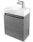 Alpenberger Waschbecken mit Unterschrank - Vormontiertes Hand-Waschbecken - Badmöbel-Set für Badezimmer & Gäste-WC - Keramik - Komplett-Set G