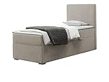 Boxspringbett Tonazik mit Bettkästen, Kinderbett, Einzelbett, Polsterbett, Bett mit Matratze und Topper, Stilvoll Bettgestell mit Kopfteil (Paros 01, Seite: Rechts, 90 x 200 cm)