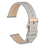 WOCCI 12mm Elegantes Uhrenarmband für Damen mit Roségoldener Schnalle (Grau)