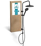 Calmwaters® Schwarzes Regenduschen-Set mit Kopfbrause und Handbrause zur Aufputz-Wandmontage, Anti-Kalk-Funktion, verstellbare Befestigung, Umsteller, 20DP5760