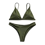 Push Up Pad Set Solide Baden Bademode Bikini Beachwear Frauen Bademode Tankini Set, grün, M